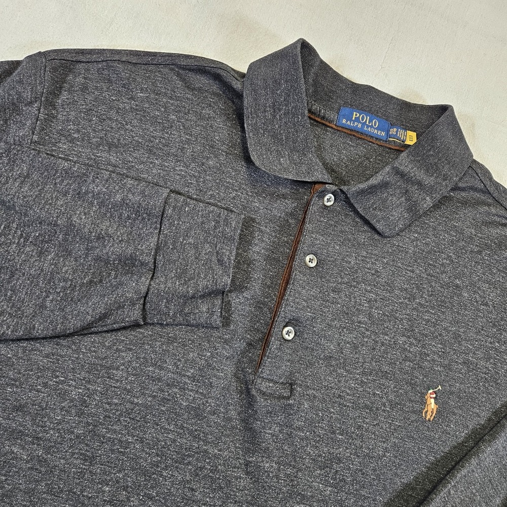 Polo Ralph Lauren Shirt Mens 1XB  Long Sleeve‎ Gray  Knit 1/4 button